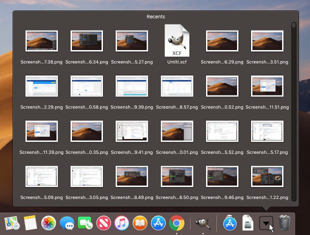 View recent files from the Dock in macOS on the Apple Mac