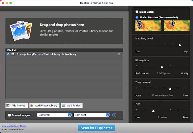 Duplicate Photos Fixer Pro app for the Apple Mac
