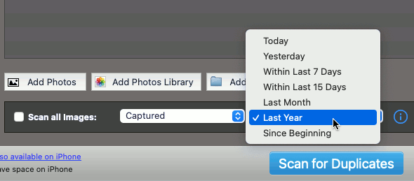 Duplicate Photos Fixer Pro for Apple Mac search options