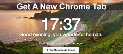 Momentum Chrome extension beautifies the new tab page and also adds some useful new features, such as a to-do list manager.