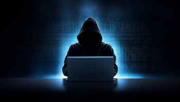 A silhouette of a hooded person.