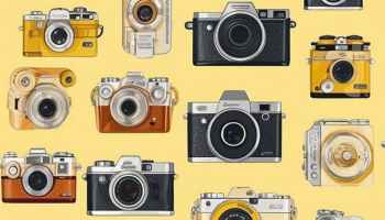 Illustrations of different cameras.