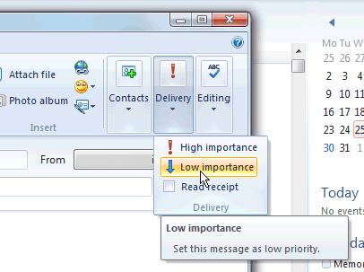 Email priority in Windows Live Mail