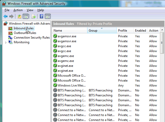 Windows Vista firewall