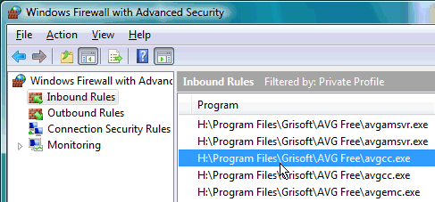 Windows Vista firewall