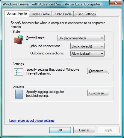 Windows Vista firewall