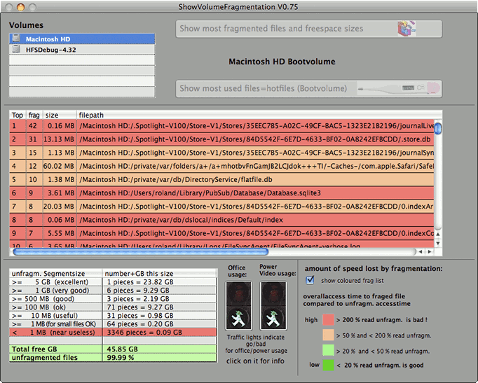 Apple Mac OS X defragmenter