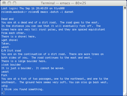 Emacs adventure game