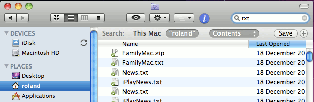 Finder search