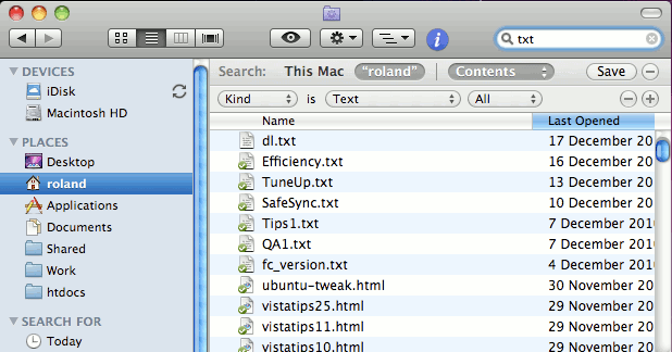 Finder search