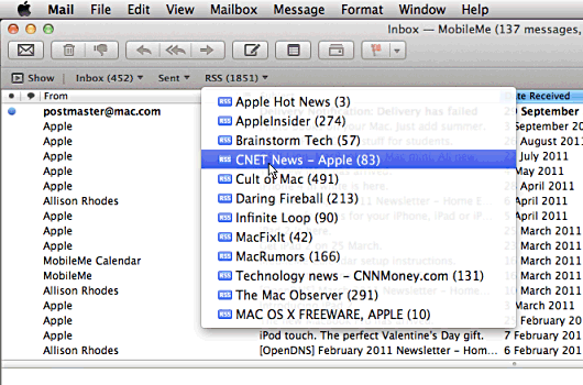 OS X Mail Favorites