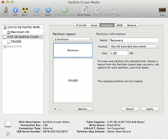 Disk Utility Partition