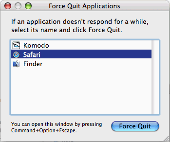 Apple Mac OS X force quit