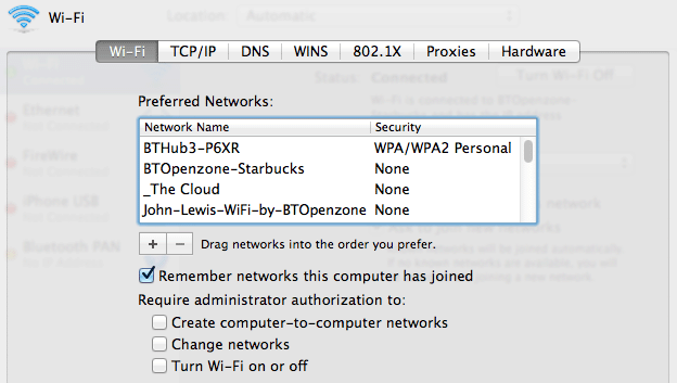 Preferred wi-fi networks