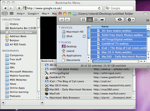 Sort Safari bookmarks