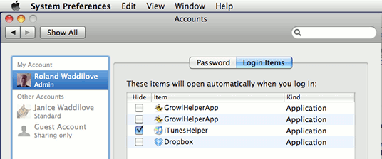 OS X login items