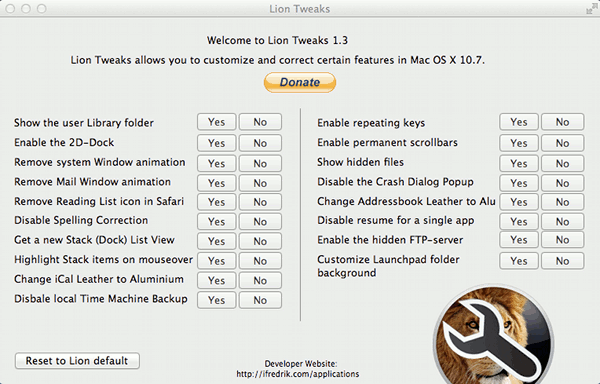 Lion Tweaks