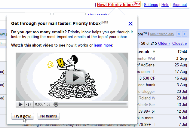Google Mail Priority Inbox