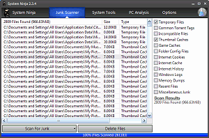 System Ninja Windows cleanup tool