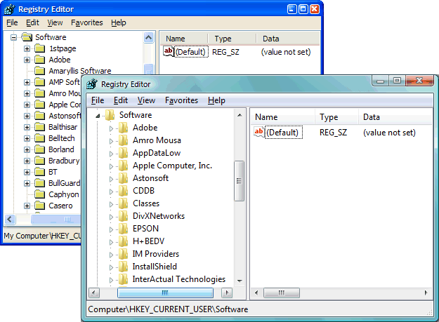 regedit registry editor
