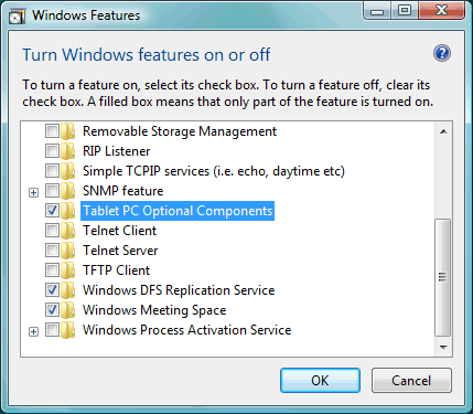 Windows Vista  optional components