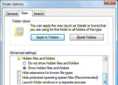 Show hidden windows files