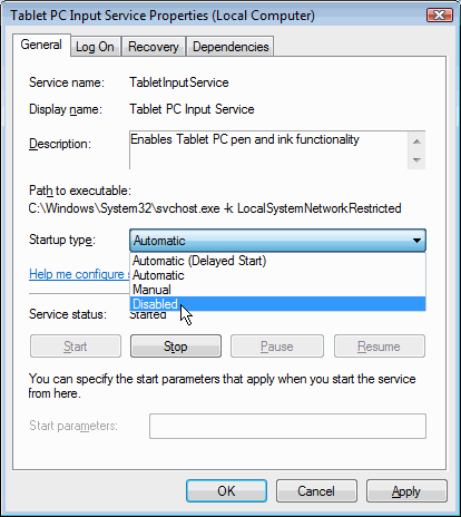 Disable Vista services