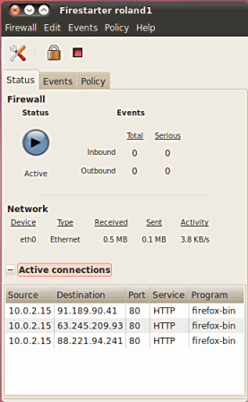 Firestarter firewall for Linux