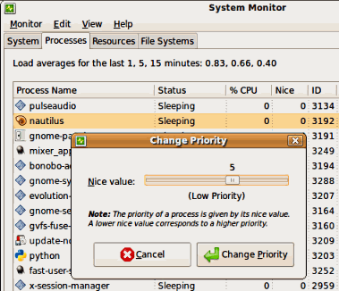 Linux change program priority