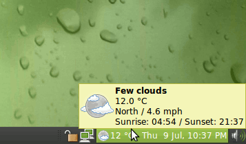 Weather in Linux Mint panel