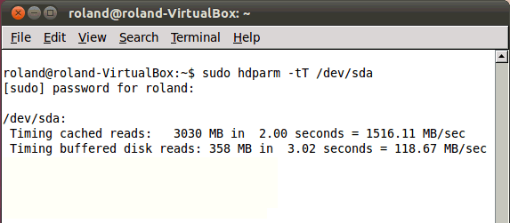 Measure disk performance with hdparm