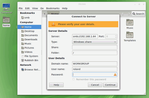 Connect to a Windows PC in Linux