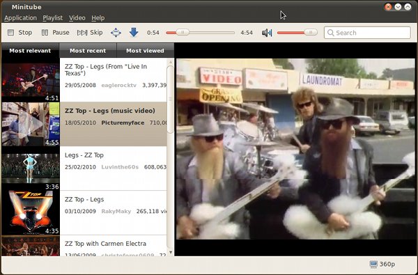 Minitube YouTube player