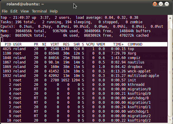 Linux top command