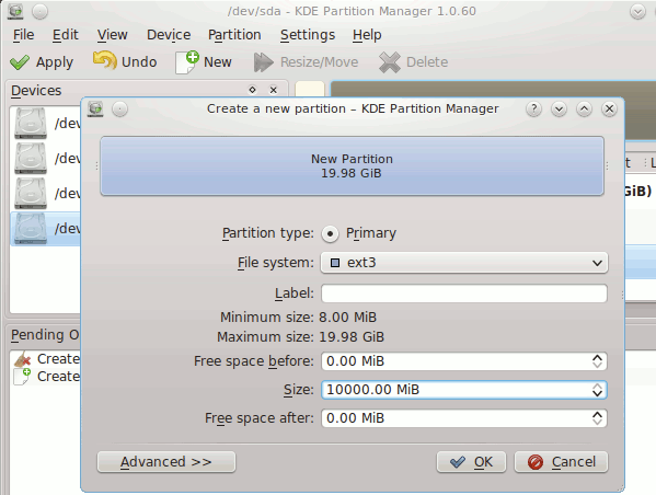 KDE Partition Manager