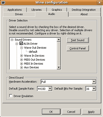 Wine audio configuration
