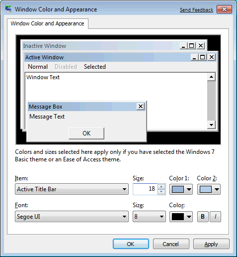Window color and appearance