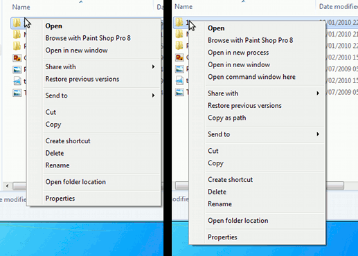 Right click context menu