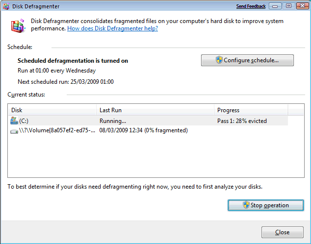 Windows 7 Disk Defragmenter
