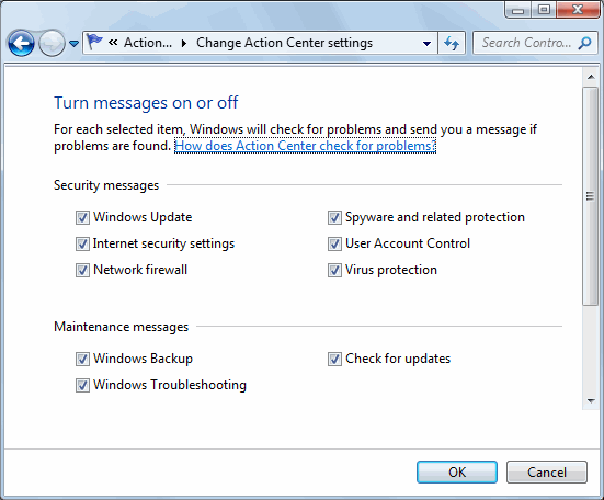 Windows 7 Action Center