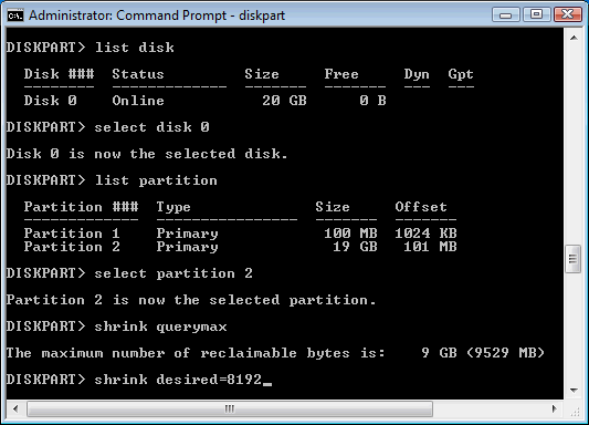Dis partitioning with Diskpart