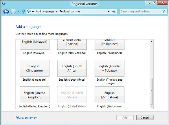 Windows 8 language settings