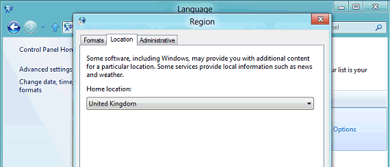 Windows 8 region settings