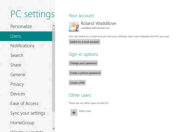 Windows 8 user accounts