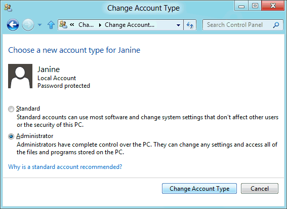 Windows 8 user accounts
