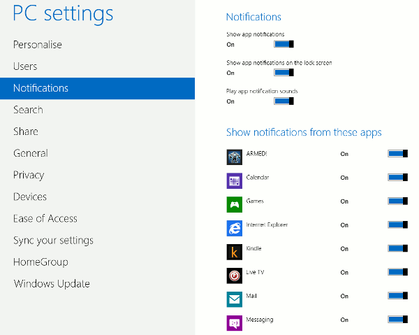 Windows 8 notifications