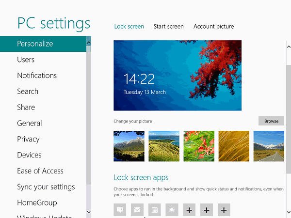 Windows 8 lock screen