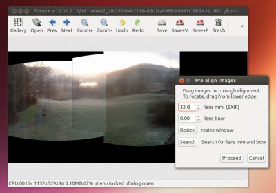 Fotoxx panoramas in Linux