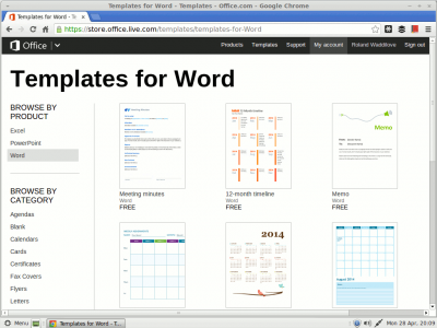 Select a template for Microsoft Word