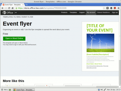 Open an Office template